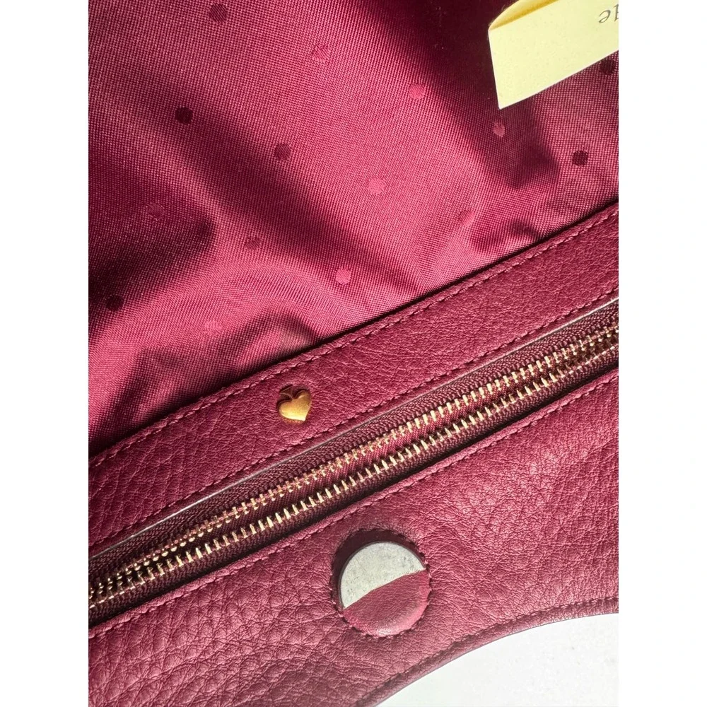 Kate Spade Hobo Bag Women Fuchsia Pebbled Leather‎ Tassel Perforated PXRU5600